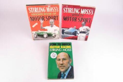 STIRLING MOSS: Three hardcover books by Stirling Moss. One with Moss signature.