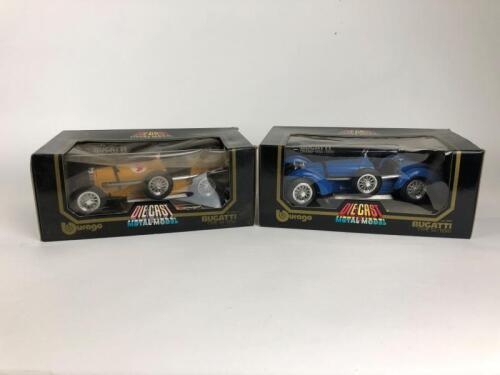 BBURAGO: Two 1:18 scale Bburago Bugatti Type 59 models. Bugatti Grand-Prix