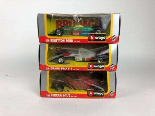 BBURAGO: Three 1:24 scale Bburago F1 models