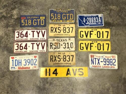 NUMBER PLATES: A group of 13 Australian and International display number plates