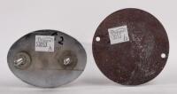 HUMBLER: Two&nbsp;Humbler Car Club&nbsp;enamel grill badges, for Victoria and Tasmania, each approx. 8.5cm wide - 2