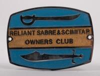 RELIANT/SCIMITAR: A large Reliant Sabre & Scimitar Owners&nbsp;Club enamel grill badge, 12.5cm wide