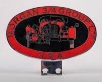MORGAN: A large detailed Morgan 3/4 Group Ltd. U.S.A enamel grill badge, membership number '14' to reverse, 13cm wide