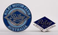 RILEY: Two Australian produced Riley Motor Club enamel badges, the smaller by Eitcher Melb, the largest being 7.5 cm diameter
