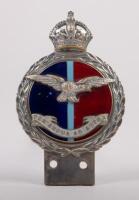 RAF: A George VI Royal Air Force chromed brass and enamel grill badge by J R Gaunt London with&nbsp;scroll motto &ldquo;PER ARDUA AD ASTRA&rdquo;, 12.5cm high