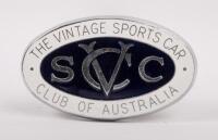 VSCC: The vintage sports car club of Australia grille badge, a very heavy gauge enamel badge, 6cm x 10cm