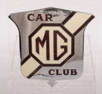 MG: An MG car club, enamel grille badge, from the UK, made in England by Gladwin and Norman Birmingham, 9.5cm x 9.5cm