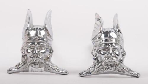 ROVER: A pair of Rover viking grille badges, both badges still have all mounting lugs and brackets intact, 8.5cm x 9cm