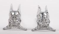 ROVER: A pair of Rover viking grille badges, both badges still have all mounting lugs and brackets intact, 8.5cm x 9cm