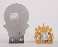 MELBOURNE VICTORIA: A pair of badges, a Victoria car grille badge, c1970's, 7cm x 10.5cm, also a city of Melbourne enamel&nbsp; cap/hat badge, has 2 lugs and split pins on rear, 5cm x 5cm - 2