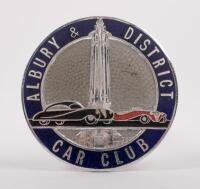 ALBURY: An Albury and district car club grille badge, a very nice early enamel example, has the number 15 engraved on the rear, c1960's, manufactured by K G Luke Melbourne, 7.5cm in diameter