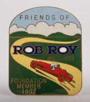 HILLCLIMB: A Rob Roy hillclimb&nbsp;car grille badge, a special commemorative release for the friends of rob roy hillclimb, foundation member 1992, an enamel badge, 6.5cm x 8cm