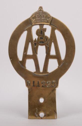 A.A.S.A.: An automobile association of South Australia, members grille badge, member number R11225, 9.5cm x 15.5cm