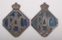 R.A.C.V.: A pair of RACV lozenge badges, both badges have the Kings crown, c1960s Victoria, manufacturer Stokes & sons Melbourne, 8.5cm x 11cm