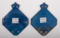 R.A.C.V.: A pair of RACV lozenge badges, both badges have the Kings crown, c1960s Victoria, manufacturer Stokes & sons Melbourne, 8.5cm x 11cm - 2