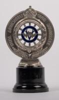 R.A.C.V.: An early release of an RACV car grille badge, this is the first type to use the "Royal" prefix, stamped number 889 on front, c1917 - 1919, manufactured by Stokes and sons, 10 cm diameter