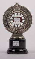 R.A.C.V.: An early release of an RACV car grille badge, this is the first type to use the "Royal" prefix, stamped number 889 on front, c1917 - 1919, manufactured by Stokes and sons, 10 cm diameter - 2