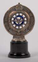 R.A.C.V.: A Royal Automobile Club of Victoria car grille badge, has the member number 30991 stamped into the base, c1930s - 1940s, manufactured by Stokes and sons Melbourne, 10 cm diameter