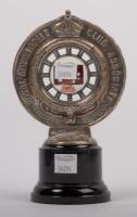 R.A.C.V.: A Royal Automobile Club of Victoria car grille badge, has the member number 30991 stamped into the base, c1930s - 1940s, manufactured by Stokes and sons Melbourne, 10 cm diameter - 2