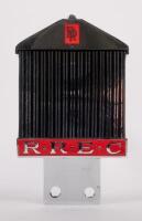 R.R.E.C.: A Rolls Royce enthusiast club car grille badge, chrome with an enamel inlay, 6cm x 7.5cm