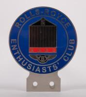 R.R.E.C.: A Rolls Royce enthusiasts club car grill badge, has both the Rolls Royce and Bentley insignia's on it, 7.5cm x 9.5cm