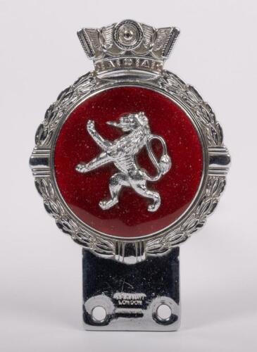 SCOTLAND: A chrome enamel 'Scottish Rampant Lion' grille badge by J.R. Gaunt of London