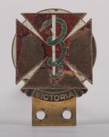 MEDICAL: A circa 1950s Victorian doctors car grille badge enamelled brass, featuring the Rod of Asclepiuson across patt&eacute;e, made by Stokes & Sons of Melbourne, with member number '2558' engraved at rear and further embossed: PROPERTY OF THE MEDICAL SOCIETY