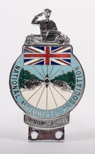N.M.A: A circa late 1930s chrome enamel United Kingdom National Motorists Association members badge, made by Collins of London, numbered '1350' to rear