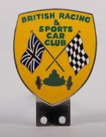 B.R.S.C.C: A chrome enamel 'British & Sports Car Club' grille badge with Union Jack & chequered&nbsp;flags at centre