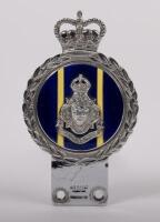 BRITISH ARMED FORCES: A chrome enamel Sussex Yeomanry grille badge made by J. R. Gaunt of London with crown top
