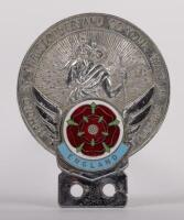 ST. CHRISTOPHER: A chrome enamel St. Christopher, patron saint of travellers&nbsp;badge with enamel tudor rose 'England' to lower centre