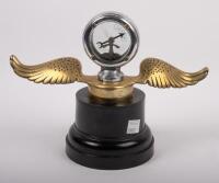 CAR MASCOT: A pre-war brass winged mascot with Calorimeter&nbsp;(temperature gauge) at centre, made by Wilmot of Birmingham, affixed to bakelite base - 4