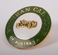 VCCA: An enamel Veteran Car Club of Australia members badge with pre-war car emblem at centre
