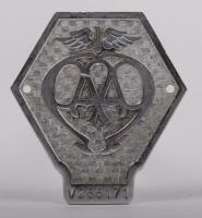 A.A U.K: An Automobile Association&nbsp;United Kingdom commercial vehicle members badge, engraved 'V256171' to lower front, 9.5cm in diameter
