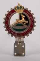 JORDAN: A circa 1950s Royal Automobile Club of Jordan grille badge on mounting bracket, 9.5cm diameter