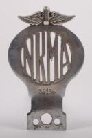 NRMA: An early chrome NRMA members grille badge, numbered '34134' to lower front, 14.5cm high, 9cm wide