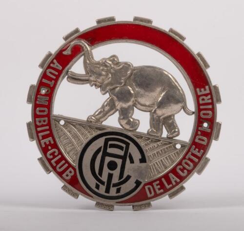 IVORY COAST: A rare circa 1940s/1950s "Automobile-Club De La Côte D' Ivoire" enamel badge, 9cm diameter