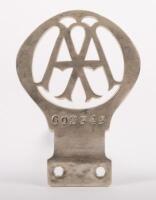 A.A U.K: An early Automobile Association United Kingdom members badge, engraved '602343' to lower front, 13.5cm high, 9.5cm wide