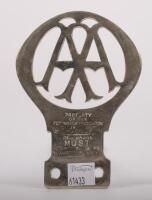 A.A U.K: An early Automobile Association United Kingdom members badge, engraved '602343' to lower front, 13.5cm high, 9.5cm wide - 2