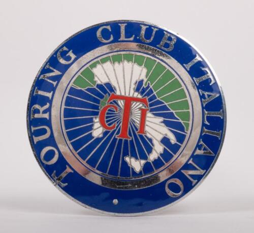 ITALY: A chrome enamel Italian Touring Club badge, 9 cm in diameter