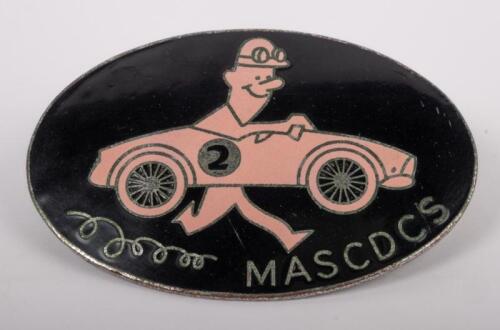 MADISON AVENUE: A circa 1950s/60s Madison Avenue Sports Car Driving & Chowder Society enamel badge, 10cm diameter