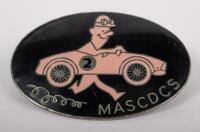 MADISON AVENUE: A circa 1950s/60s Madison Avenue Sports Car Driving & Chowder Society enamel badge, 10cm diameter