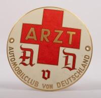 GERMANY: An enamel&nbsp;German Automobile Club Doctors badge made by E.F. Wiedmann, Frankfurt, 10cm diameter