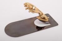 JAGUAR: A Jaguar 'leaping cat' bonnet mascot affixed to metal stand, 12cm long (mascot)