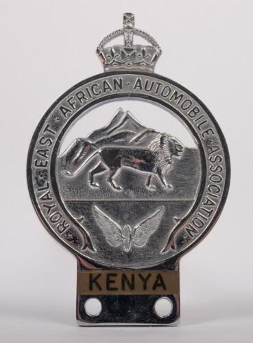 KENYA: A chrome Royal East African Automobile Association - Kenya members badge, 11.5cm high, 7.5cm wide