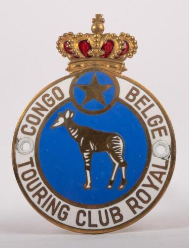 BELGIAN CONGO: An enamel Touring Club of Royal Belgian Congo badge with crown finial, 7.5cm in diameter