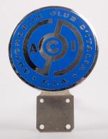 ITALY: A chrome enamel Automobile Club D'Italia&nbsp;- F.I.A badge on mounting bracket, 7cm in diameter