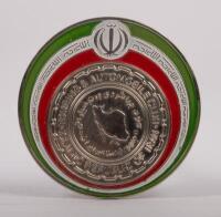 IRAN: A fine detailed chrome enamel Islamic Republic of Iran Touring & Automobile Club grille badge, 8cm in diameter