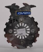 BOLIVIA: A fine detailed chrome enamel Automovil Club Boliviano grille badge with eagle finial, 11cm high, 8.5cm wide - 2