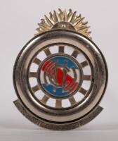 URUGUAY: A chrome enamel Automovil Club Del Uruguay grille badge with enamel centre&nbsp;and rising sun finial, 9cm high, 7cm wide